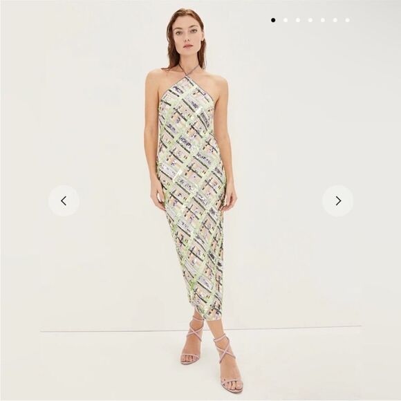 Veronica Beard NWT Cherie Dress Sequin Midi Halter In Violet Multi Size 2 - Picture 5 of 13